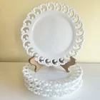 VTG Set Of 4 Westmoreland Milk Glass Lace Edge Plates 8.5" Wedding Cake Set
