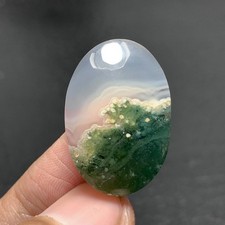 Scenic Moss Agate Cabochon 25x17x5.5mm High Quality 18 ct