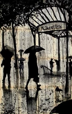 ART PRINT - Metropolitan by Loui Jover Metropolitain City Umbrella Poster 11x14