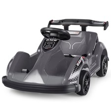 6V Battery Powered Go Kart Kids Ride On 4 Wheel Racer RC w/ Bumper Music Black