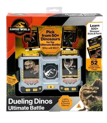 E-KIDS DUELING DINOS ULTIMATE BATTLE Game Jurassic World Rebirth T-Rex Velociraptor NEW