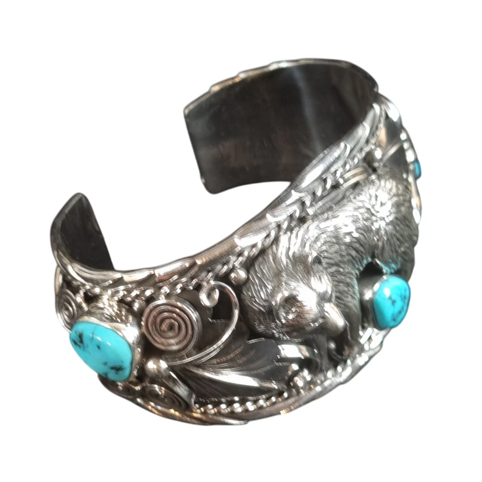 XL Indianerschmuck Armreif Türkis Bär Grizzly Westernschmuck Navajo AR901N - Bild 2 von 4