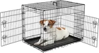 36 Inch Dog Crate, Medium Crates Double Door Folding Metal Wire Dog Cage