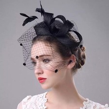 Reusable Black Fascinators Headband Mesh Hair Accessory for Photo Shoot