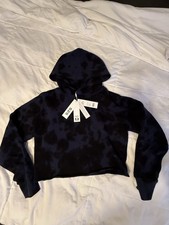 525 America Women's Tie Dye Hoodie Cropped Indigo Blue Black NEW Medium