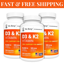  3 Pack Dr. Berg  s Nutritionals 100mg Vitamin D3  K2 Supplement - 120 Capsules