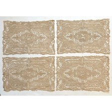 Vintage Tan Needle Lace Placemats Set of 4 Sc...