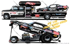 Don the SNAKE Prudhomme Cuda III Funny Car & Hauler 28X18" Poster 027