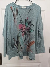 Jess And Jane Women's Chit Chat Mineral Washed Dolman Sleeve Cotton Tunic