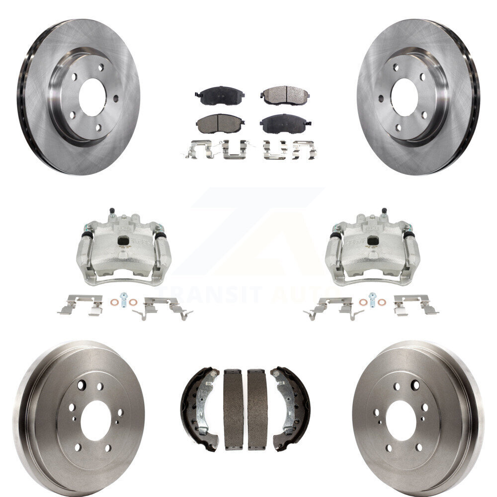 Front & Rear Disc Brake Caliper Rotor Drum Semi-Metallic Pad Kit for Nissan Sentra