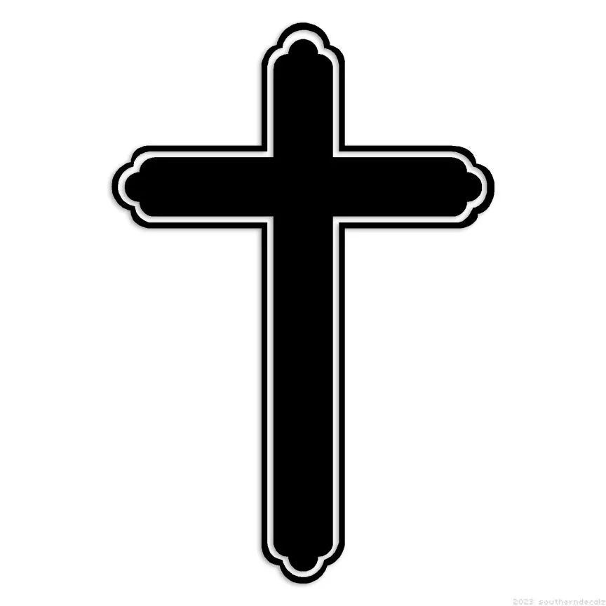 Outlined Cross - Decal Sticker - Multiple Colors & Sizes - ebn6817