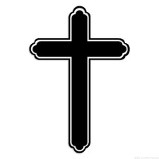 Outlined Cross - Decal Sticker - Multiple Colors Sizes - ebn6817