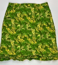 Vintage 90s Y2K Tropical Print Skirt M / L Olive Green Yellow Botanical Ruffled