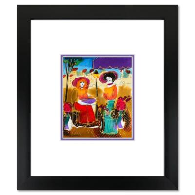 Moshe Leider, Framed Original Mixed Media Watercolor Painting, Hand Signed