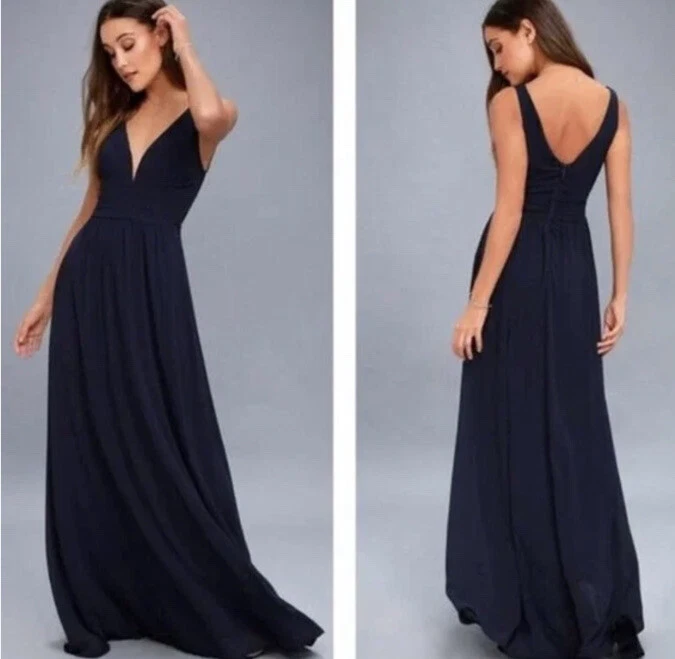 Lovely Navy Blue Gown - Long Sleeve Maxi Dress - Maxi Dress - Lulus