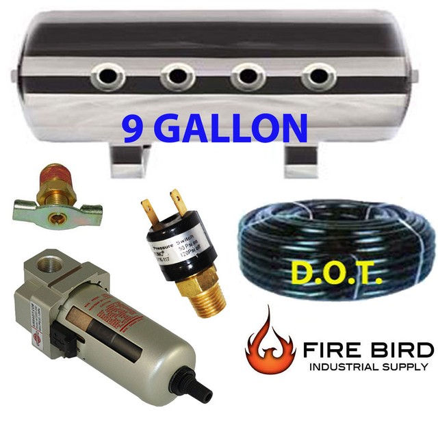 V 9 Gallon Stainless Air Tank 8pt filter trainhorn air suspension