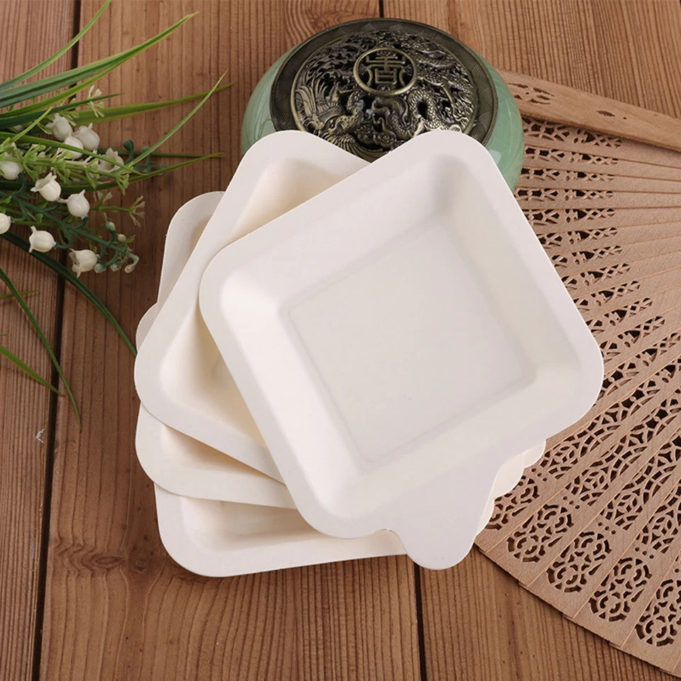 Juego de platos cuadrados desechables, tenedores, cuchillos para niños cena fiesta de cumpleaños evento Foto 2 de 3