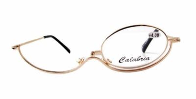 Calabria Authentic Designer Metal Make-Up Reading Glasses in Gold Spring Hinged