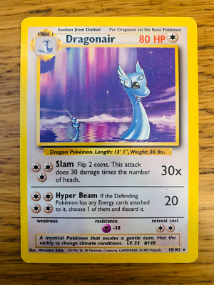 Dragonair (18/102) Rare Base Set Pokemon Karte! SCHNELLER & KOSTENLOSER VERSAND!