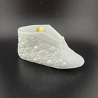 FENTON Westmoreland Glass Daisy and Button Baby Bootie Slipper Shoe Milk Glass