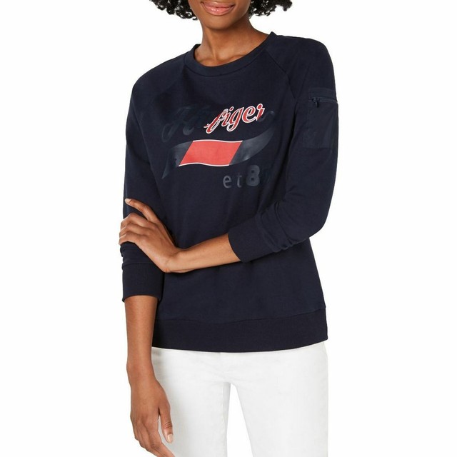 tommy hilfiger navy sweatshirt womens