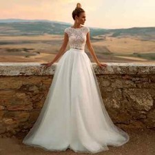 Vintage A-Line Wedding Dresses Scoop Neck Sleeveless Lace Appliques Bridal Gowns