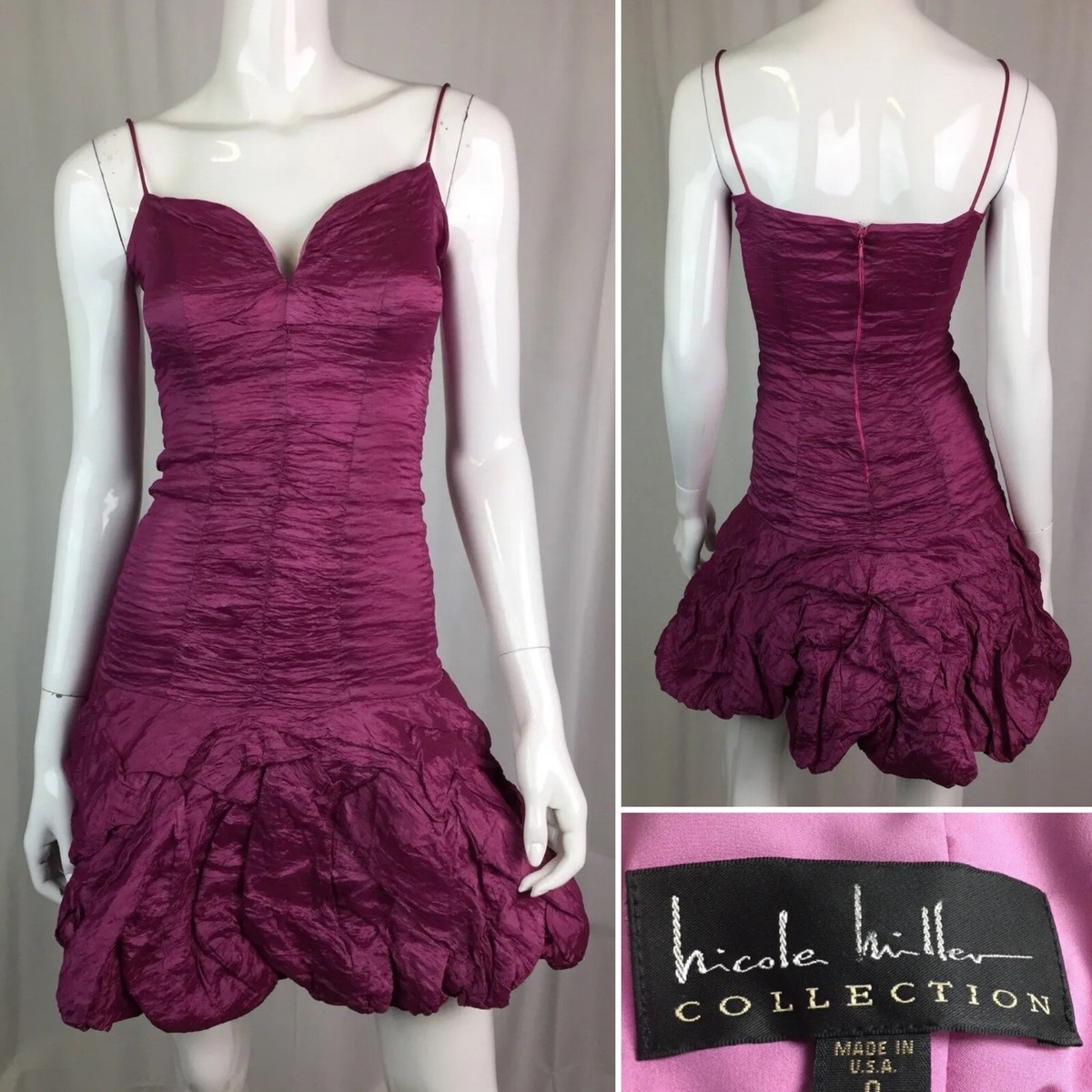 nicole miller lace dress purple Nicole Miller Maxi Dress 6 Purple Silk Velvet Floral V-Neck Flutter Sleeve B168