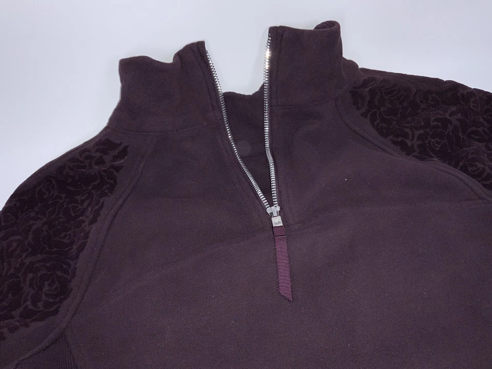 Sudadera Pullover Lululemon Floral Flock Talla 6 Borgoña 1/4 Cremallera YGI D3-105 Foto 3 de 4