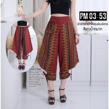 Thai pants, printed cotton fabric, Thai fabric pants, comfortable to wear.