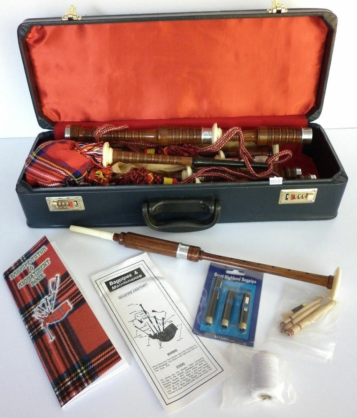 Bagpipe Kit in various Tartans supplied with Hard Case, Practice