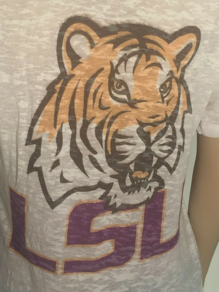 LSU Tigers NCAA SEC College Team Logo Purple White Touch Womens Medium M T-shirt - Image 4 of 4