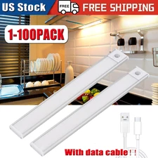 LED Motion Sensor Under Cabinet Closet Light USB Rechargeable Kitchen Lamp Strip
