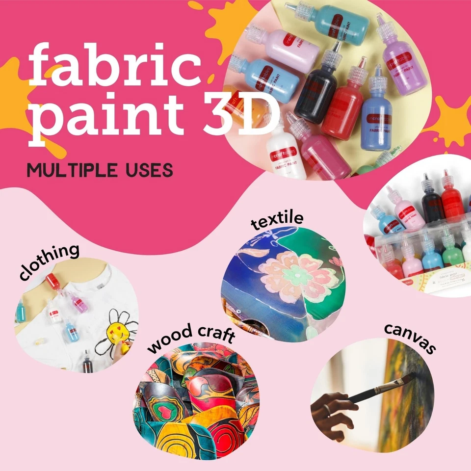 Incraftables Fabric Paint for Clothes Permanent (12 Colors Set - 1 oz Each) - Image 4 of 4