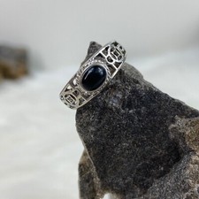 Sterling Silver Cut-Out Black Onyx Ring Size 7.25
