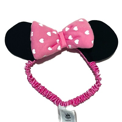 Disney Store Baby Minnie Mouse Ears Elastic Headband Pink White