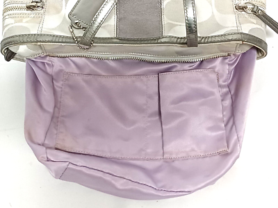 COACH SIGNATURE STRIPE LIGHT GRAY JACQUARD Y2K TOTE HANDBAG 13280