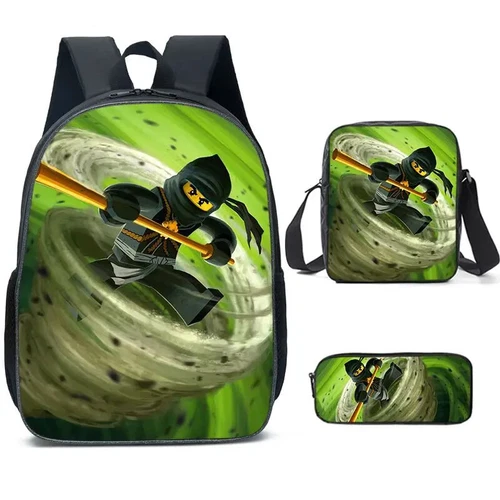 Ninjago Anime 3tlg/Set Rucksack Schüler Schule Umhängetasche Backpack Kinder 2024 - Bild 6 von 33