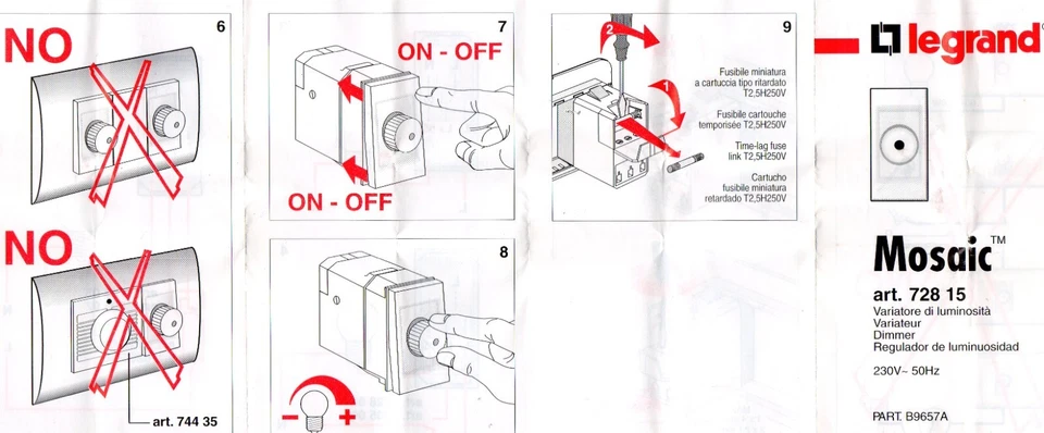 LEGRAND 728 15 72815 - Interrupteur Variateur 60-500W Blanc ancien MOSAIC 45 - Photo 4/4