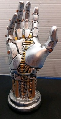 Futuristic Robot Hand Statue Sci-Fi Plastic Display Sculpture Silver Gold 9 Inch