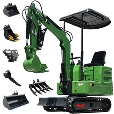 FREE SHIP 1 Ton B&S Gas Mini Excavator Crawler Digger 13.5 HP With Attachment