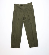 Vtg 50s Streetwear Mens 34x29 Distressed Thin Worsted Wool Chino Pants Green USA