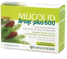 Farmaderbe Mucolid Bronc Granulare 600 Plus Integratore Tosse Grassa, 14 Bustine