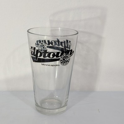 Uptown Bar and Cafe Printed Beer Glass Collectible Clear Round Glassware