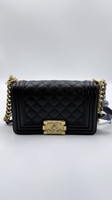 CHANEL Small Boy Bag Black Calfskin with Gold Hardware