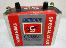 Vintage Nos Eveready 6 Volt Classic Lantern Battery Factory Sealed Twin Pack