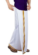 Men s Pocket Dhoti Jari Border Stitched Cotton Mundu Traditional Wear