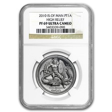 2010 Isle of Man 1 oz Platinum Angel PF-69 NGC (High Relief) 2822.42 per troy oz