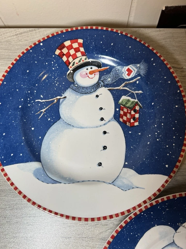 Oneida Winter Buddies Set Of 3 Holiday Plates Snowman Vintage Retro - Image 3 of 4