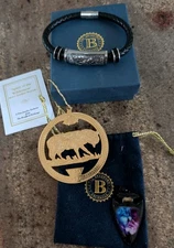 Leather Bracelet Bradford Exchange Spirit of The Wilderness Wolf NIB W Ornament 