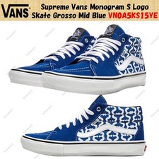 Supreme Vans Monogram S Logo Skate Grosso Mid Blue VN0A5KS15YE Men's Size